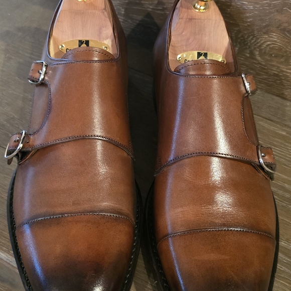 Classic Brown Leather Double Monk Strap Shoes - Picture 6 of 8